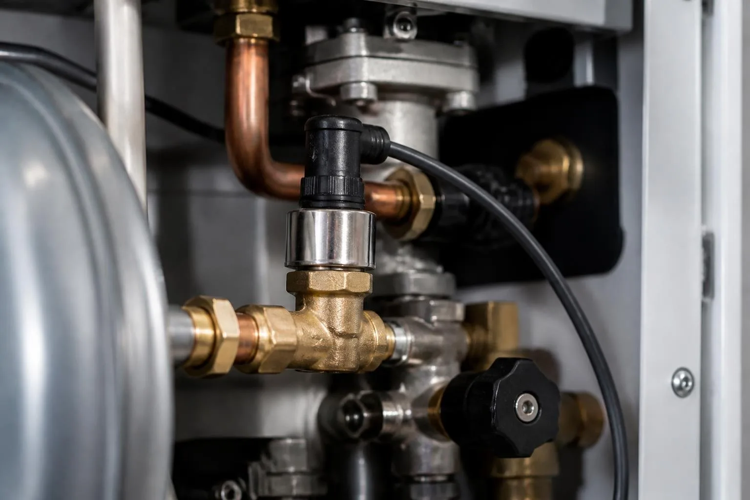 Wasserdrucksensor an einem Heizungsgerät