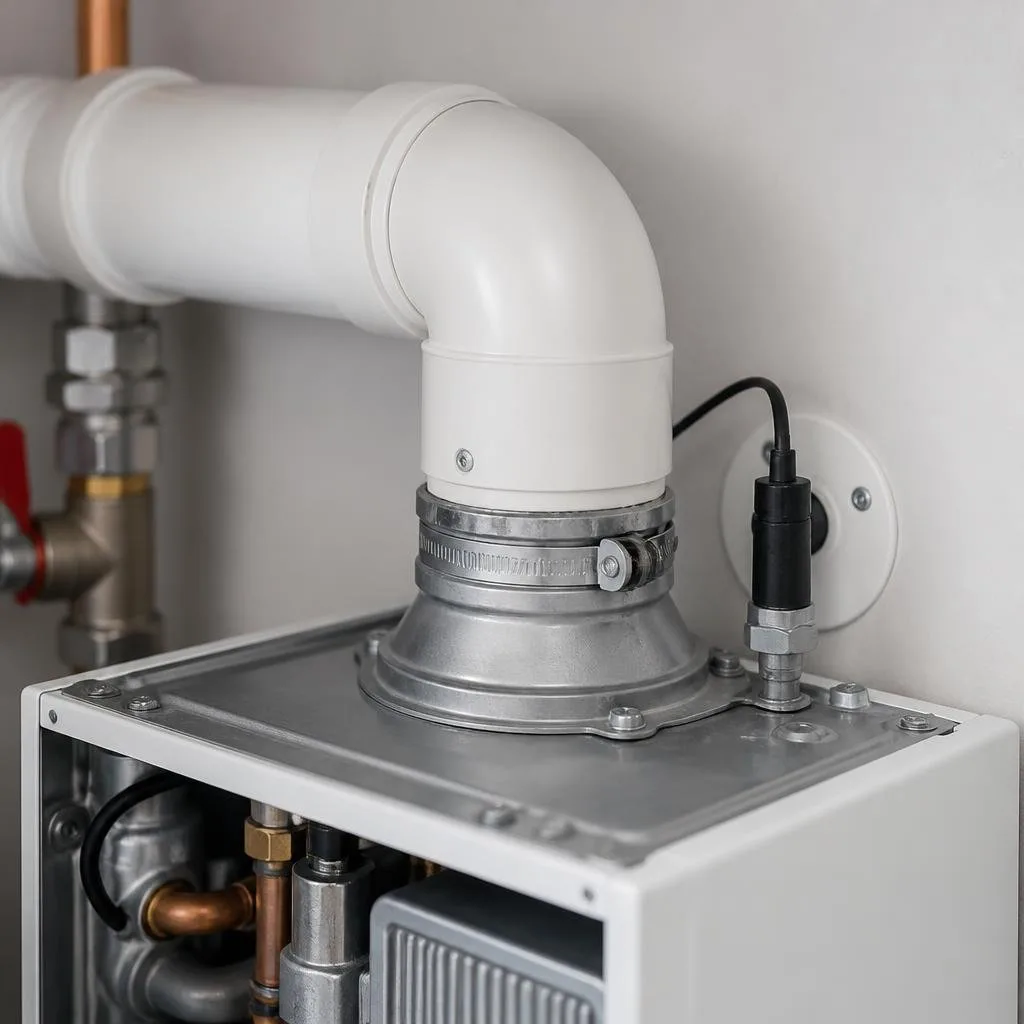 Abgasanschluss und Abgassensor an einer Gastherme