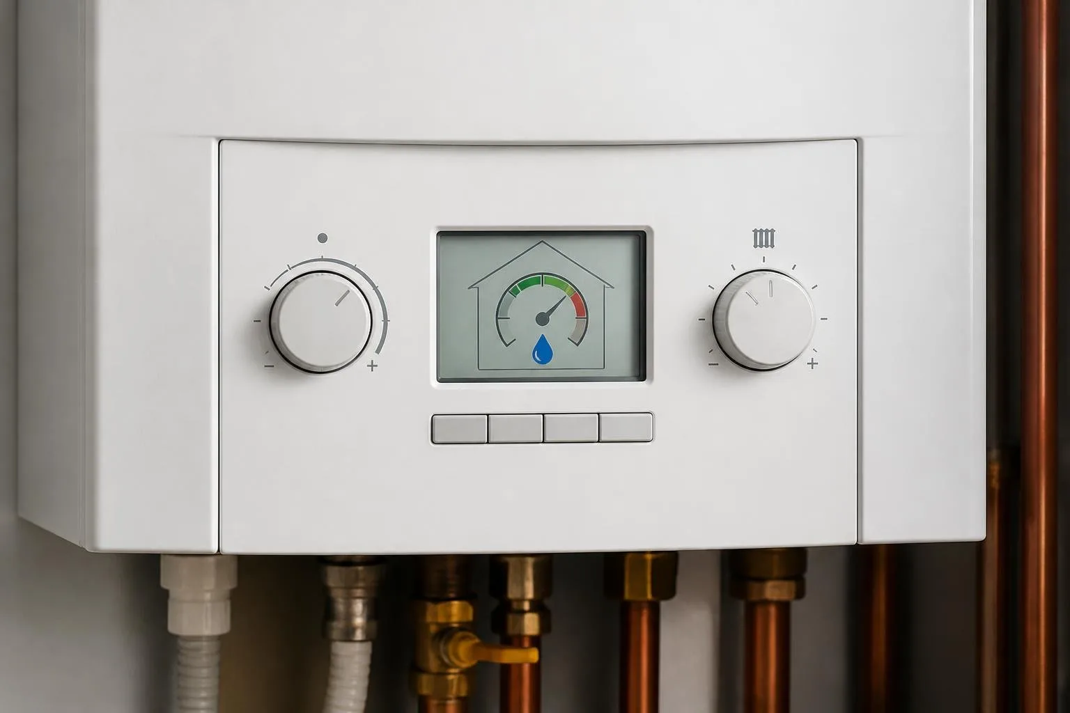 Bedienfeld eines Heizgeräts während des Selbsttests des Wasserdrucksensors