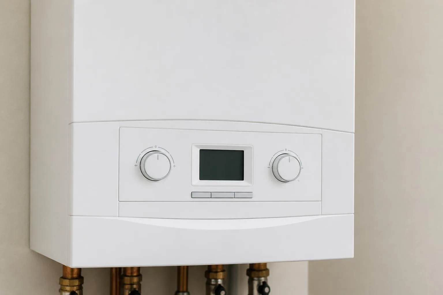 Bedienfeld eines wandhängenden Gas-Brennwertgeräts mit Display