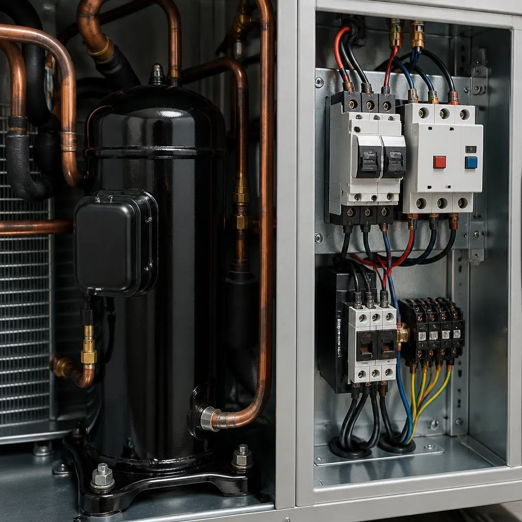 Wärmepumpenverdichter und elektrische Schutzkomponenten