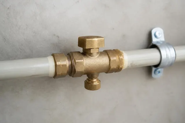 Entleerungsventil mit Stopfen an einer Wasserleitung