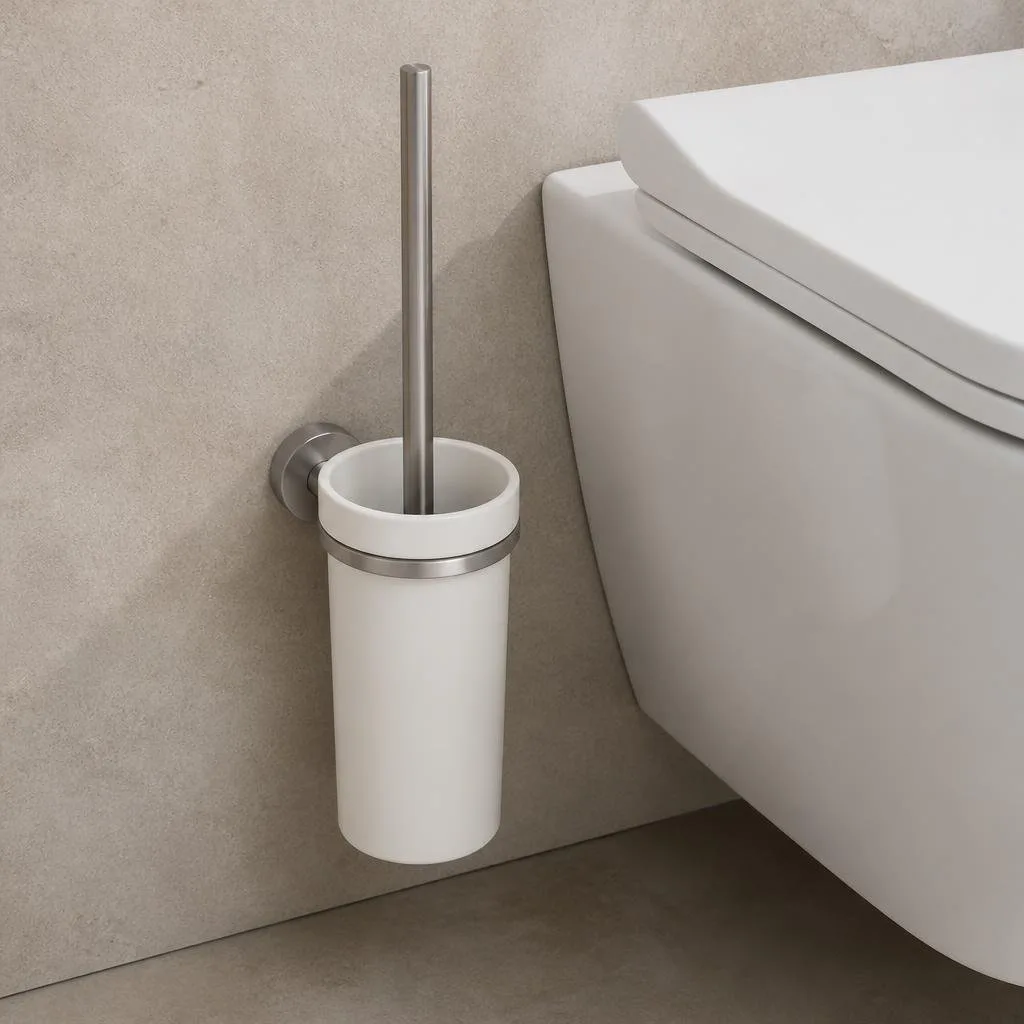 Wandmontierte WC-Bürstengarnitur mit herausnehmbarem Behälter
