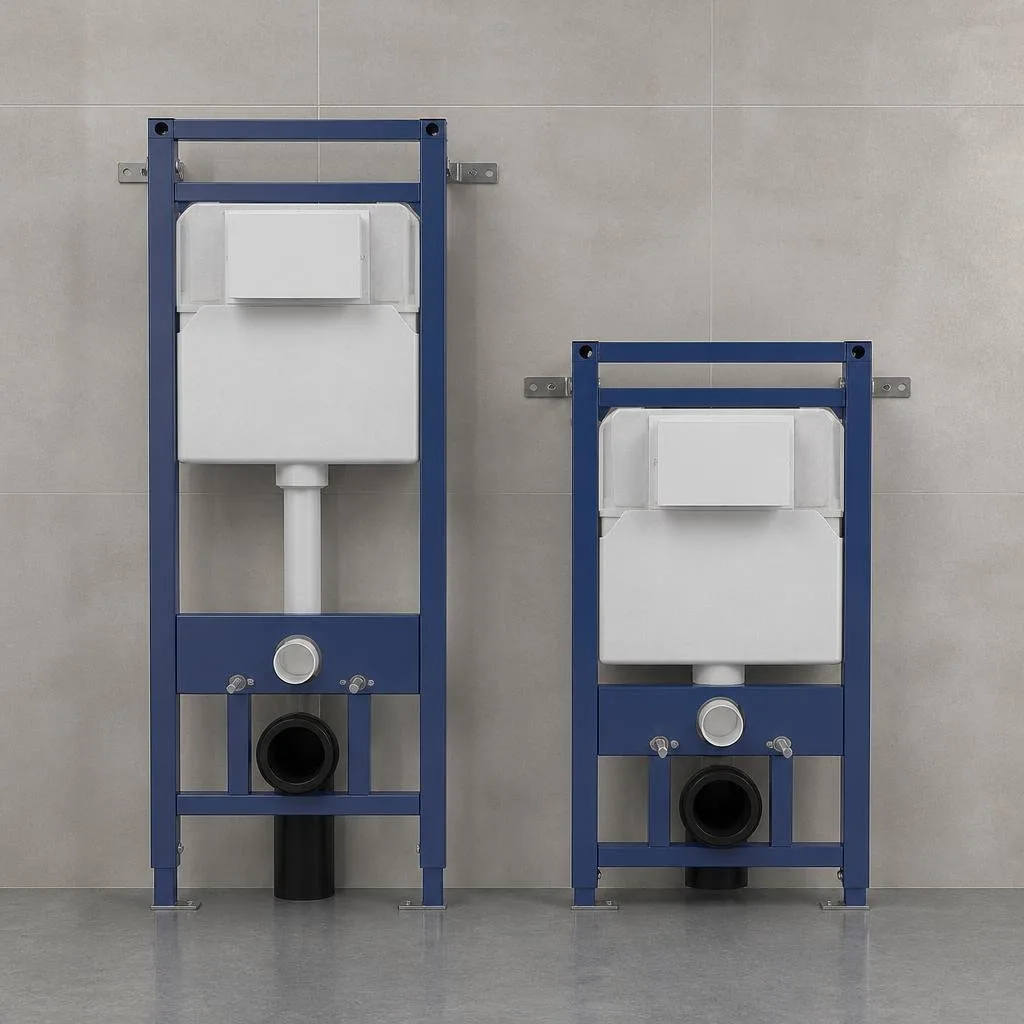 WC-Vorwandelemente mit unterschiedlichen Bauhöhen im Vergleich