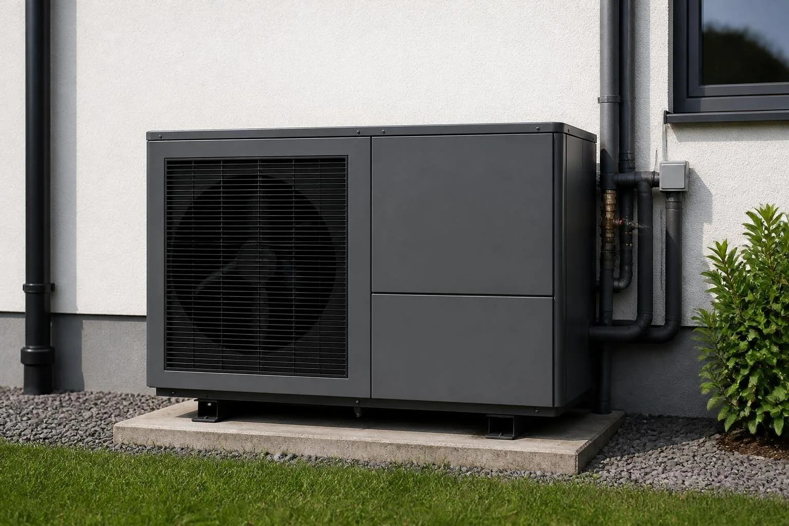 Wärmepumpe mit elektrischer Zusatzheizung und geschlossenem Gehäuse