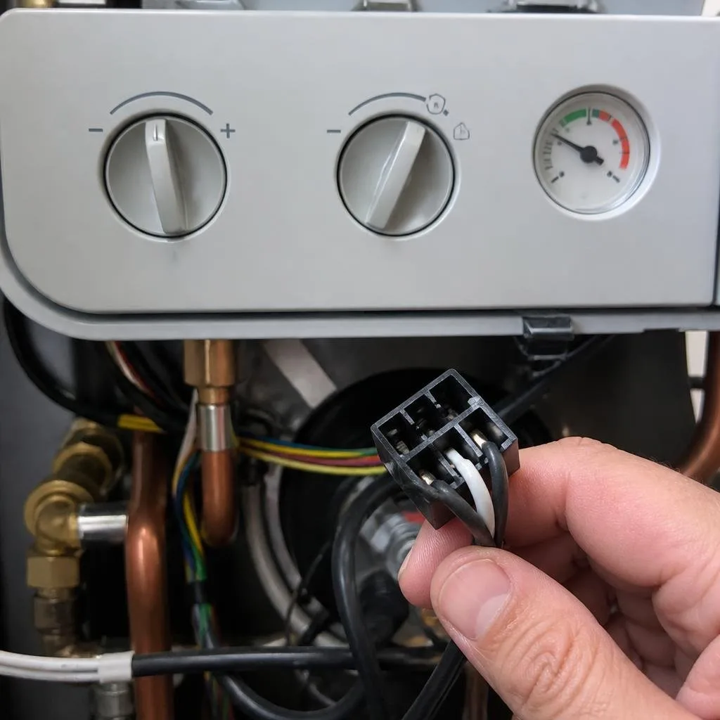 Widerstandsstecker an einer Kesselregelung